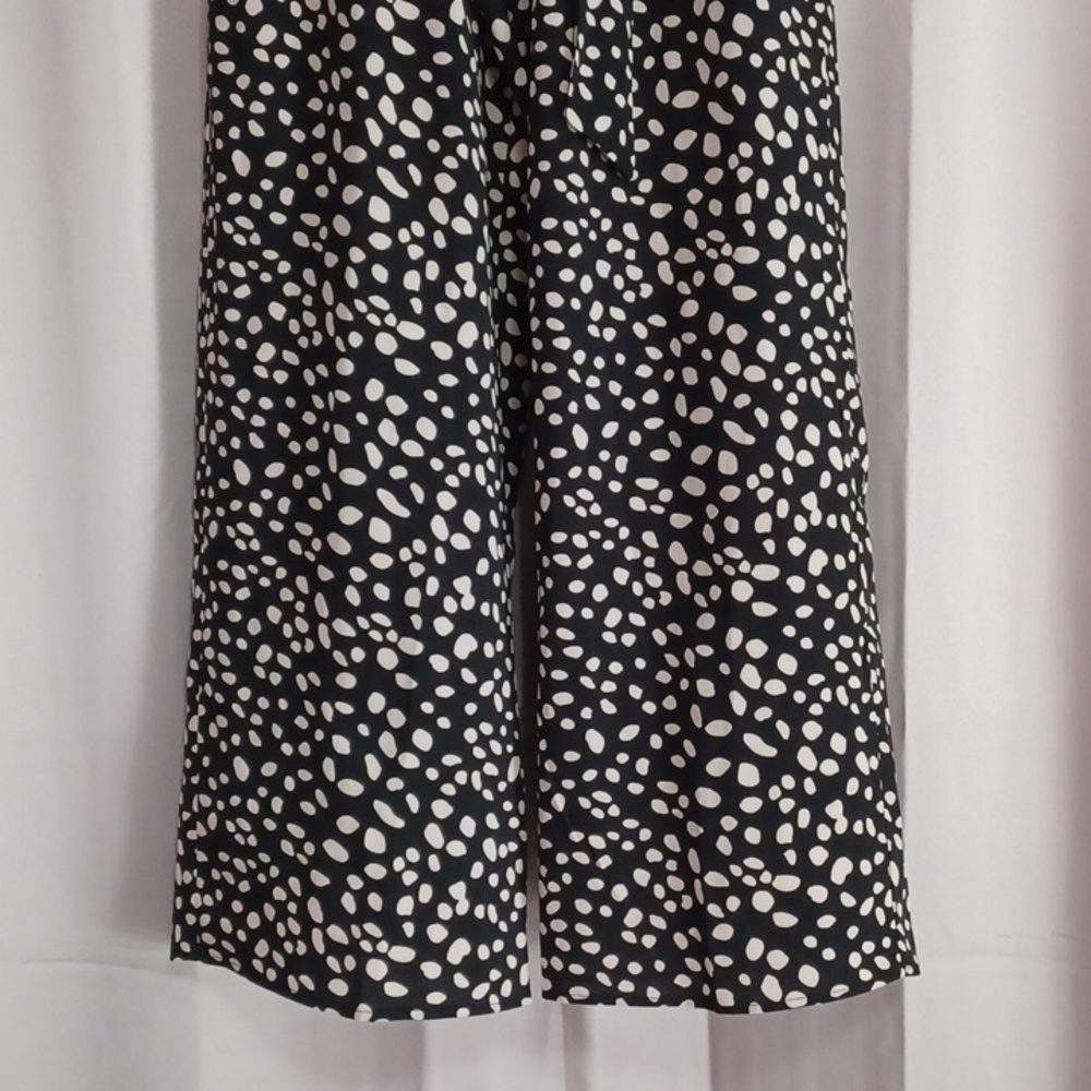 Alya Black And Cream Spotted High Waisted Paperbag Wide Leg Palazzo Pants Size S - Picture 7 of 14